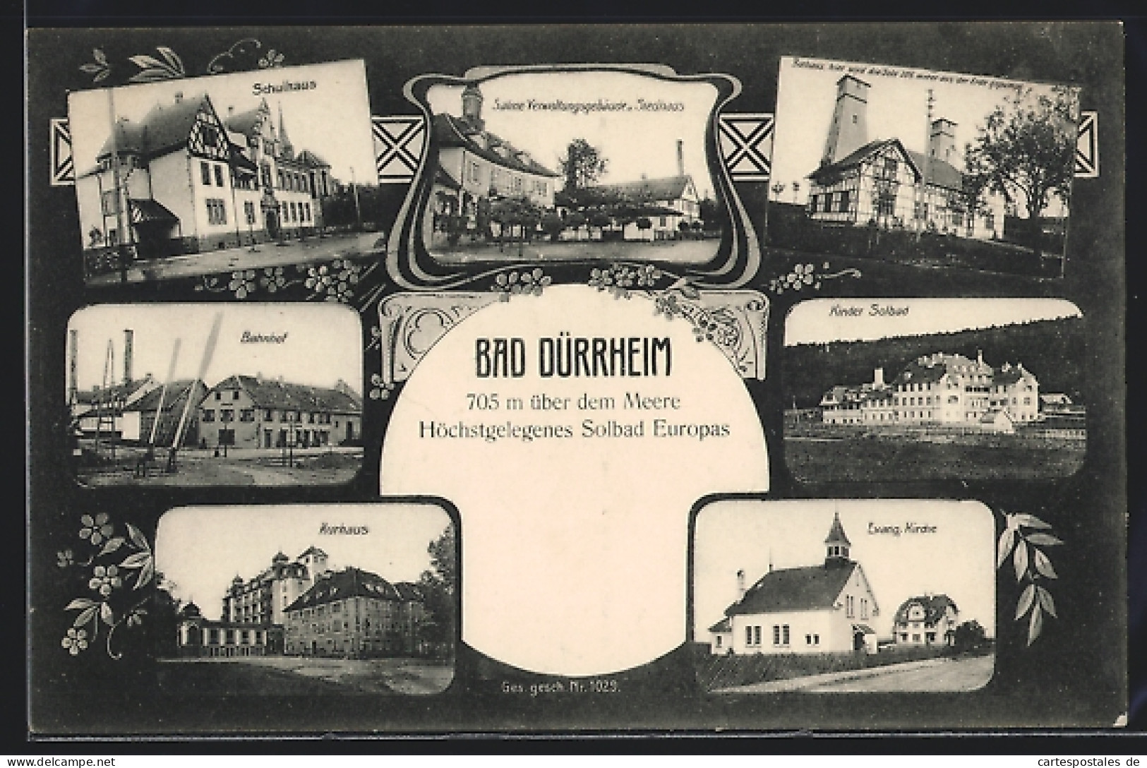 AK Bad Dürrheim, Kinder Solbad, Bahnhof, Kurhaus, Borhaus, Schulhaus  - Bad Dürrheim