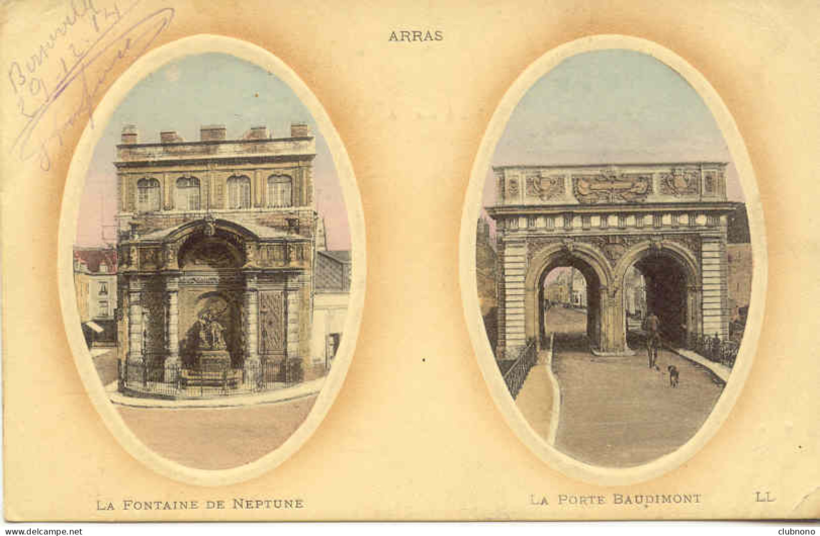 CPA - ARRAS - FONTAINE DE NEPTUNE - PORTE BAUDIMONT (BELLE CARTE PEU COMMUNE (1914) - Arras