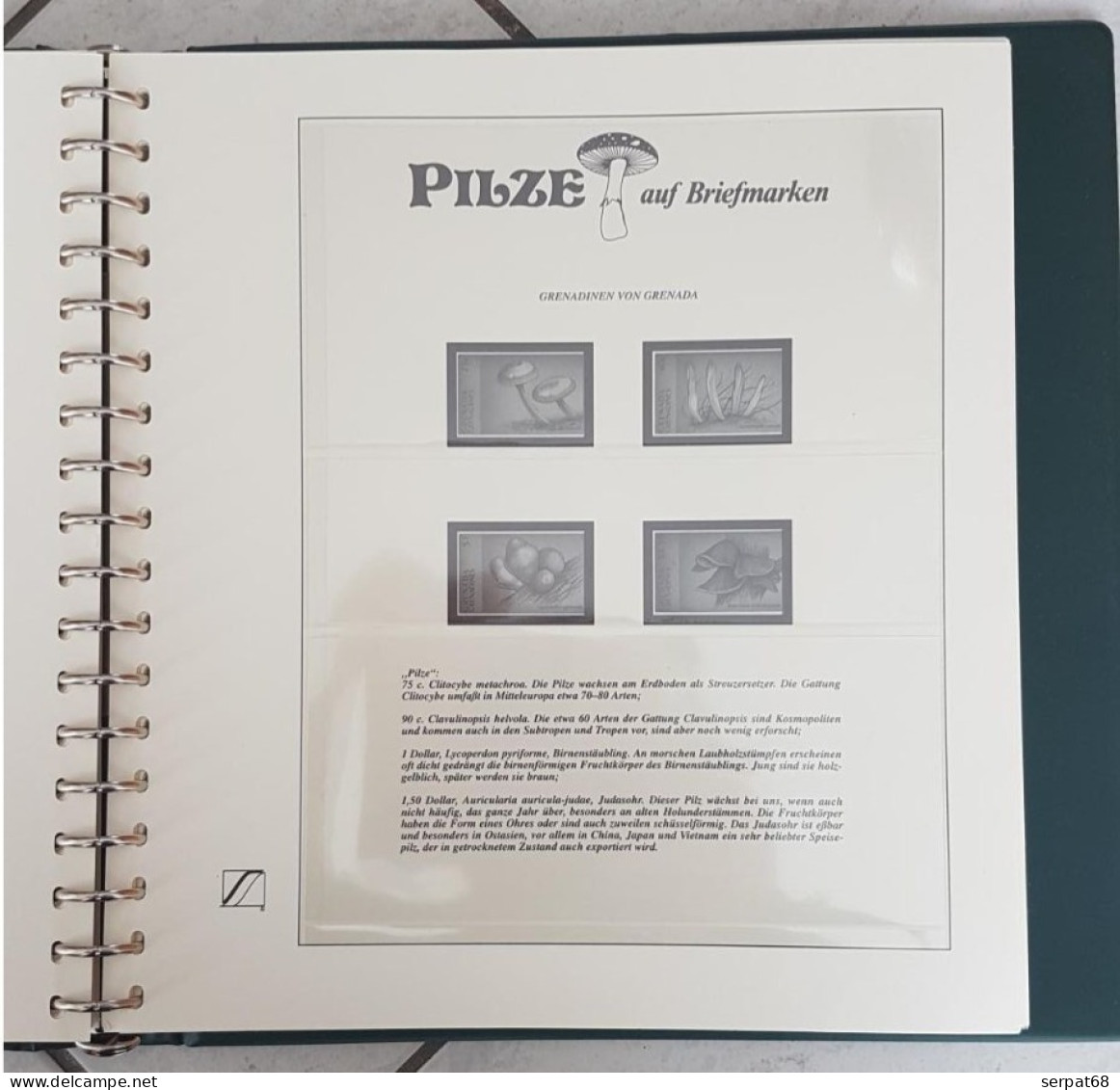 Album pré-imprimé pour timbres Champignons - Pilze auf Briefmarken