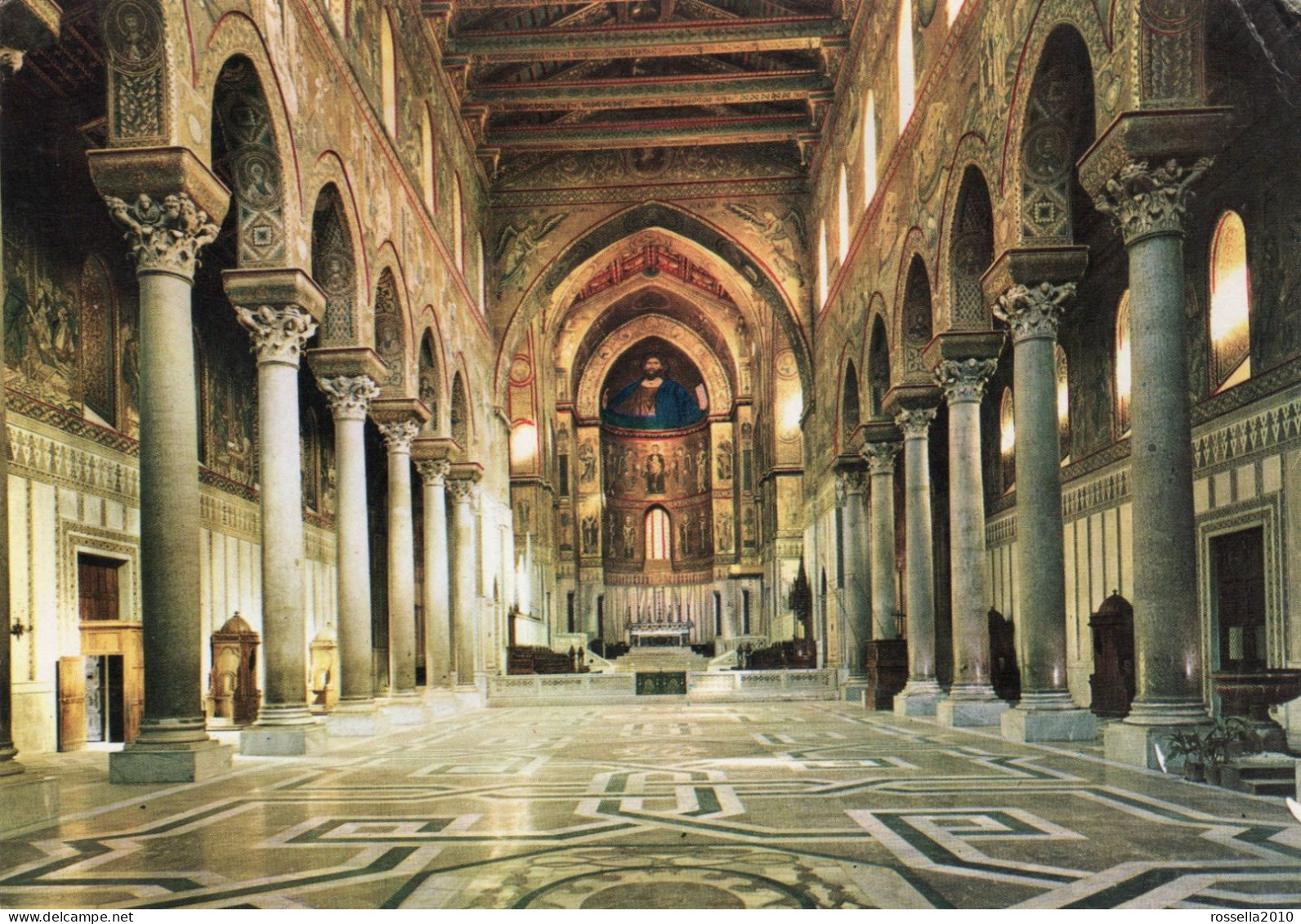 Cartolina 1965 ITALIA PALERMO MONREALE INTERNO CATTEDRALE Italy Postcard Italien Postkarte - Palermo