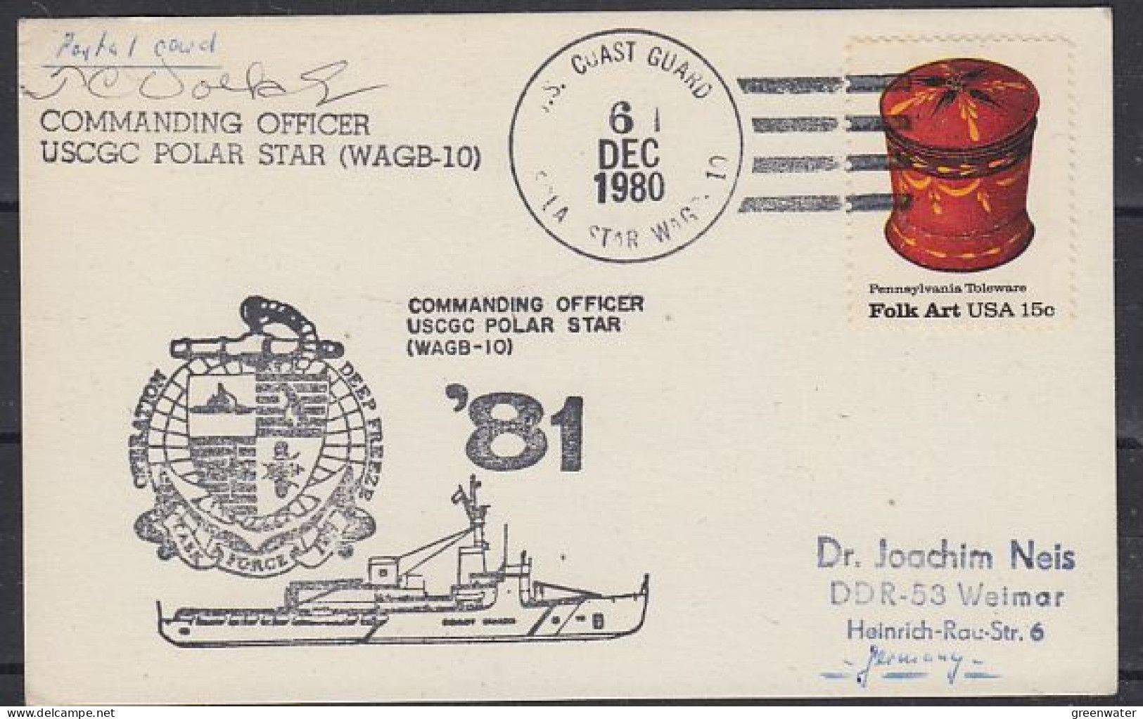 USA USCGC Polar Star  Operation Deep-Freeze  Signature  Ca Polar Star 6 DEC 1980 (59734) - Barcos Polares Y Rompehielos