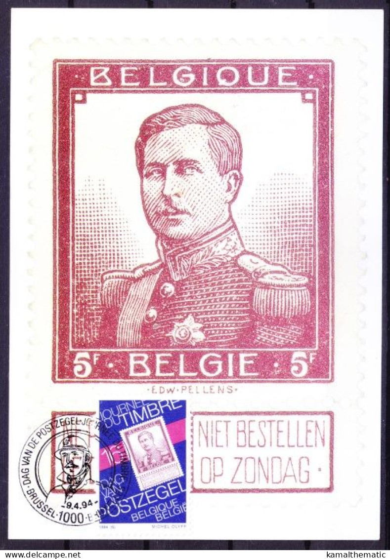 Belgium 1994 Maxi Card King Albert I 60th Death Ann. Kings Royal Families (A) - 1991-2000