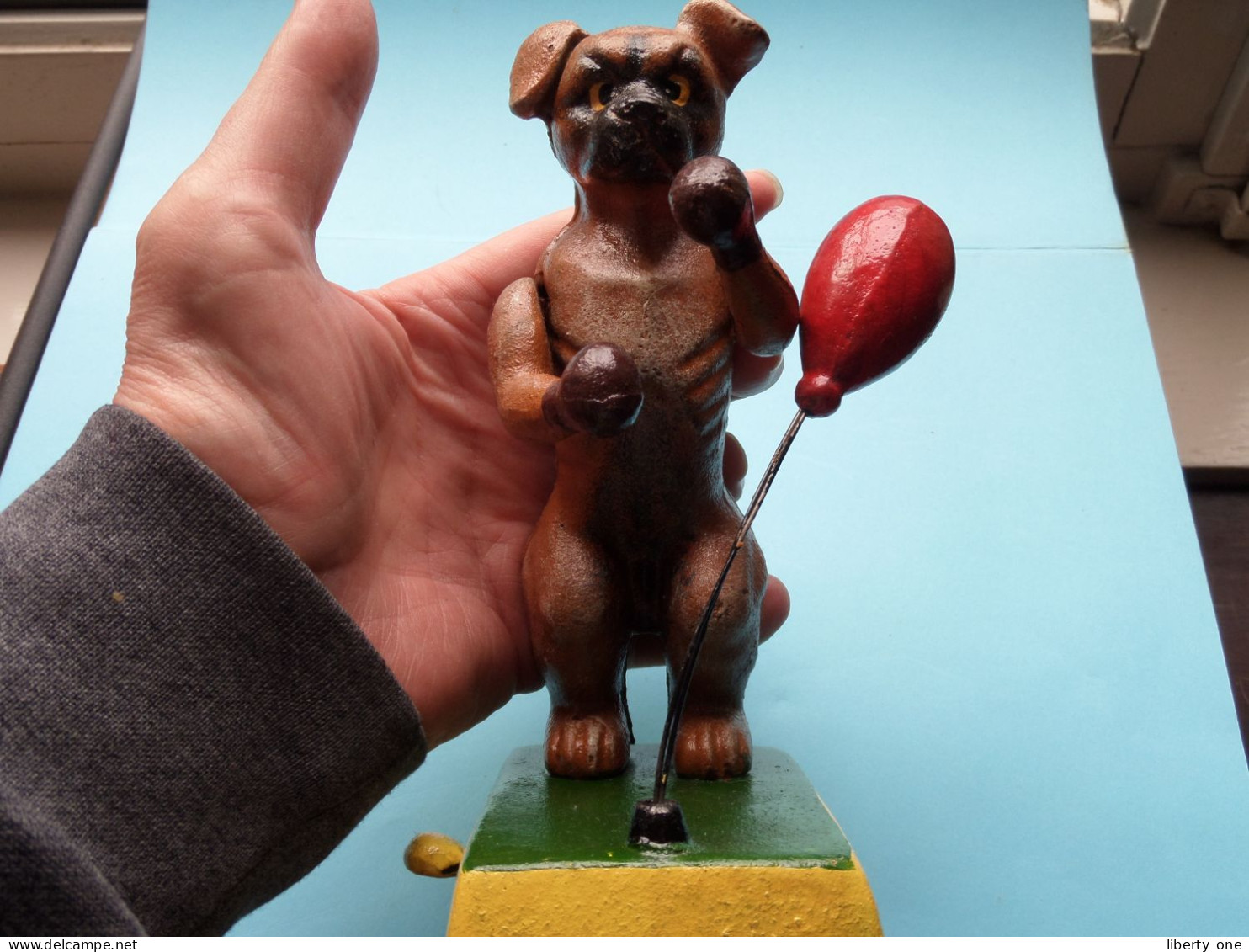 Old BOXING DOG Hond / Chien / Perro / Hund ** R A R E ** CAST IRON FONTE GIETIJZER ( +/- 1.5 Kg. / H 18 Cm. ) - Other & Unclassified