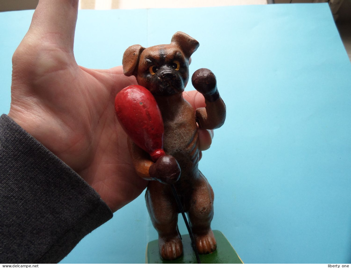 Old BOXING DOG Hond / Chien / Perro / Hund ** R A R E ** CAST IRON FONTE GIETIJZER ( +/- 1.5 Kg. / H 18 cm. )