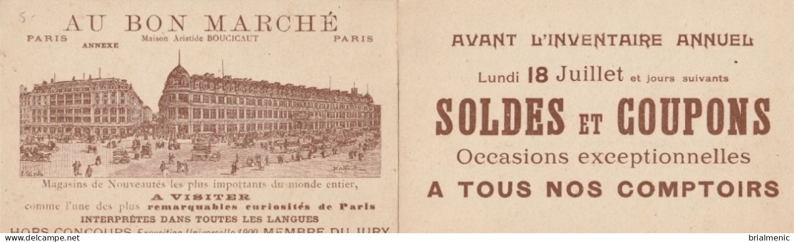 Carte Double Publicitaire Du BON MARCHE - Advertising