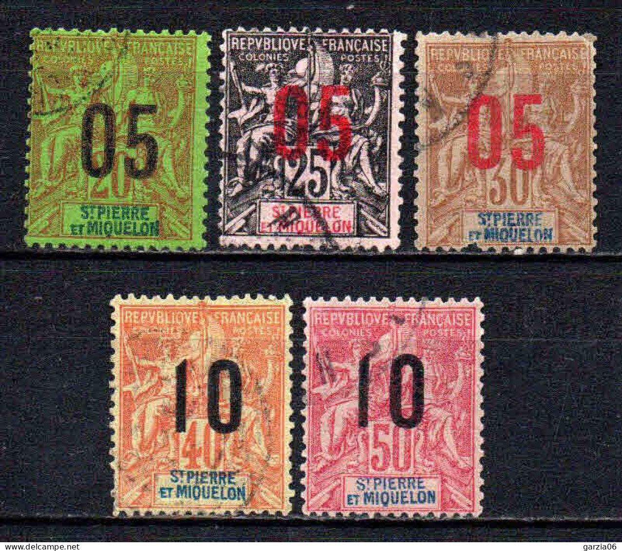 St Pierre Et Miquelon    - 1912 - Tb Antérieurs Surch  - N° 97 à 102 Sauf 100  - Oblit - Used - Used Stamps