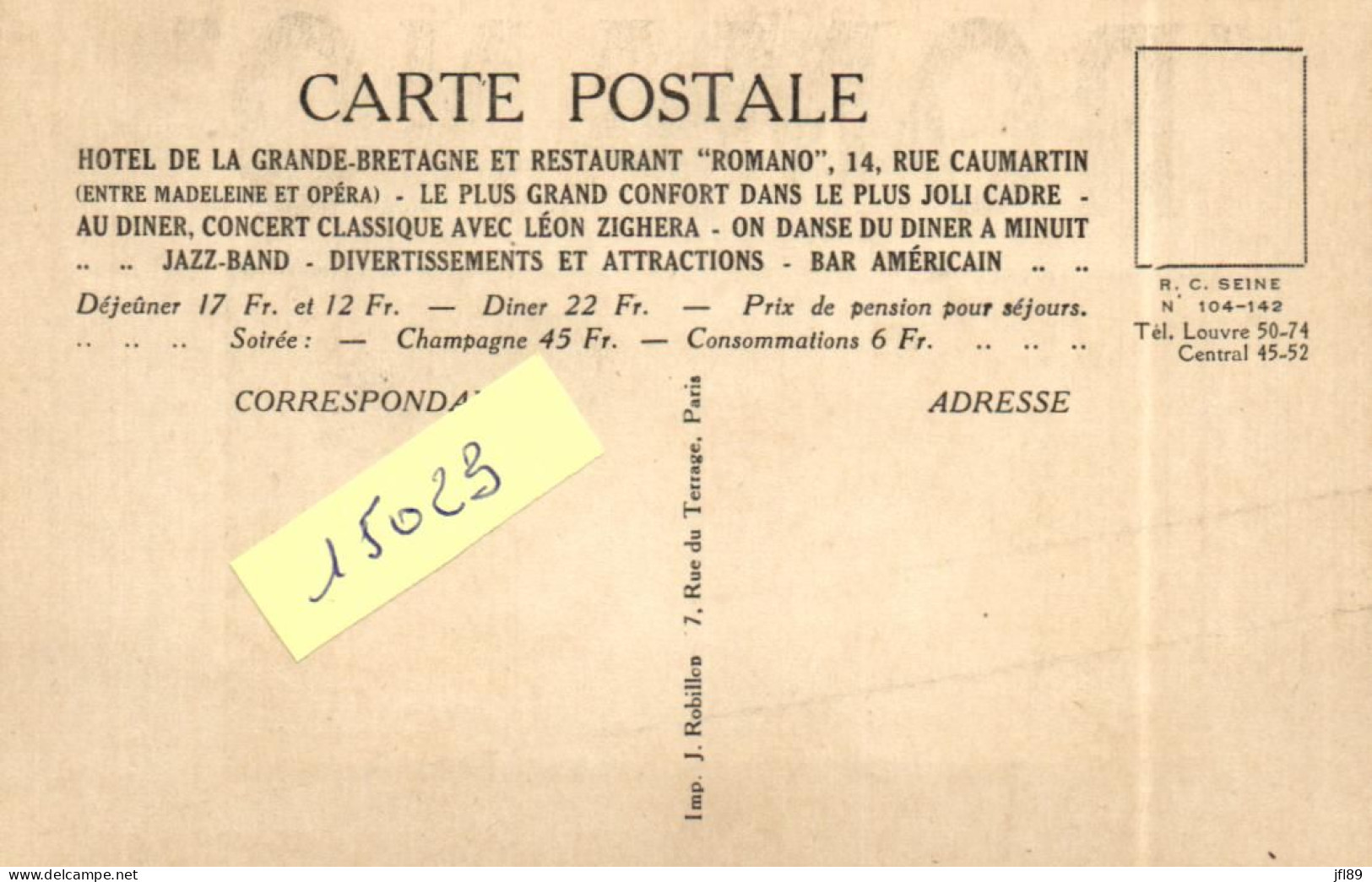 Thèmes > Publicité  - Restaurant - Romano - Paris Rue Caumartin - 15022 - Advertising