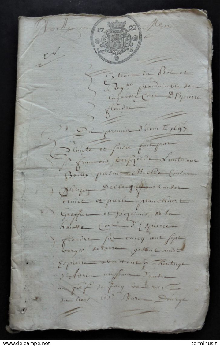 SPIERE-HELKIJN-SINT-DENIJS (Zwevegem) Anno 1722. Proces - Manuscrits