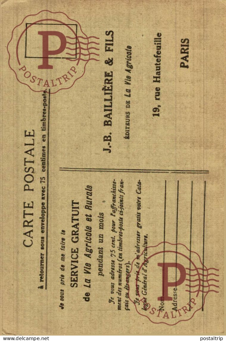 FRANCIA. FRANCE. LIBRAIRIE J. B. BAILLIERE. PARIS. LA VIE AGRICOLE ET RURALE - Advertising