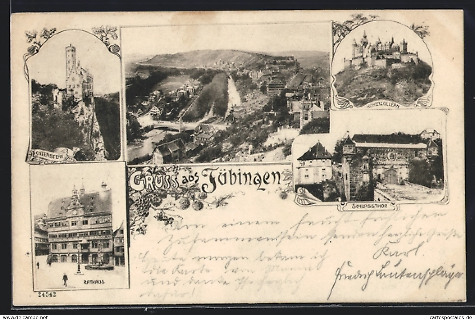 AK Tübingen, Rathaus, Lichtenstein, Schlossthor Und Hohenzollern  - Tübingen