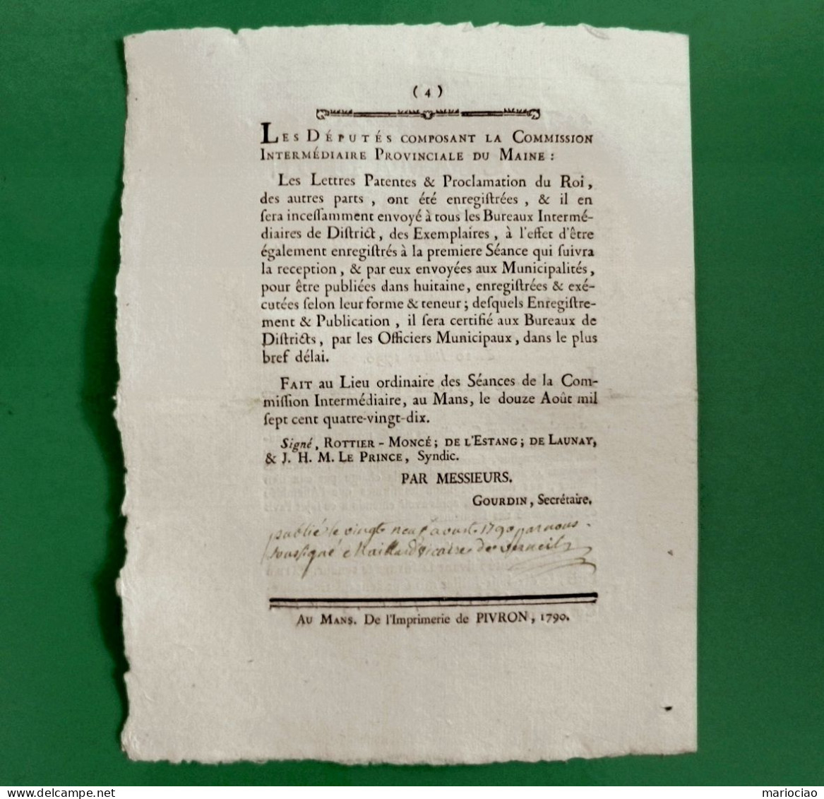 D-FR Révolution 1790 Délits De Chasse Commis Dans Les Lieux Réservés Pour Les Plaisirs Du ROI - Documents Historiques