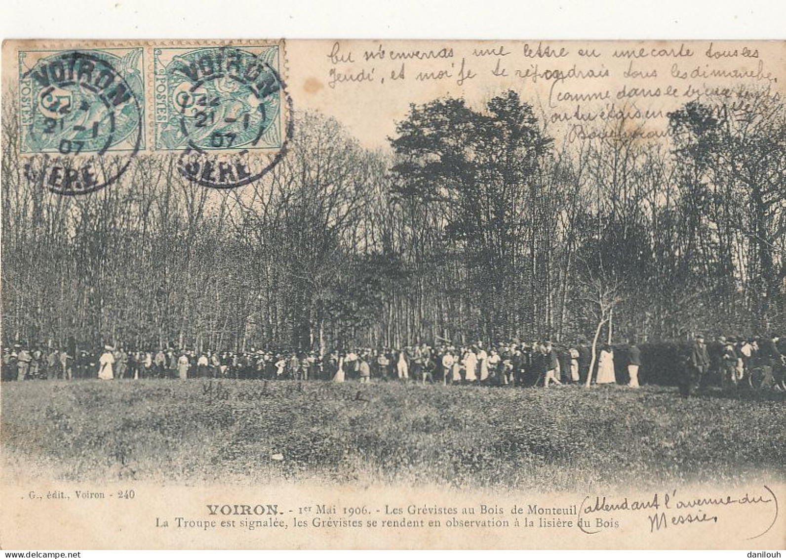 38 // VOIRON  1 Mai 1906 - Les Grévistes Au Bois De Monteuil / La Troupe Est Signalée…. - Voiron