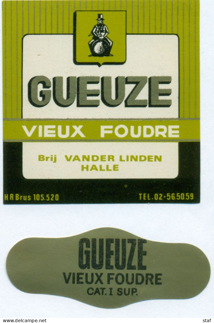 Oud Etiket Bier Gueuze Vieux Foudre - Brouwerij / Brasserie Van Der Linden Te Halle - Bier