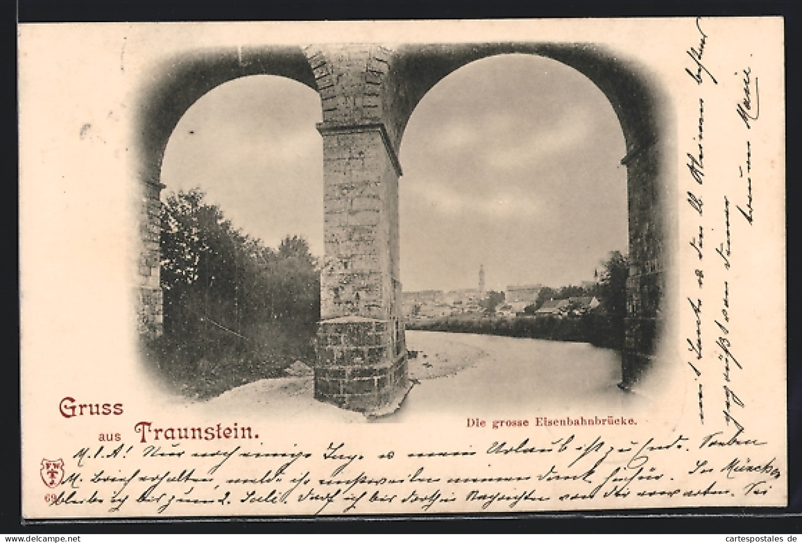 AK Traunstein, Die Grosse Eisenbahnbrücke  - Traunstein