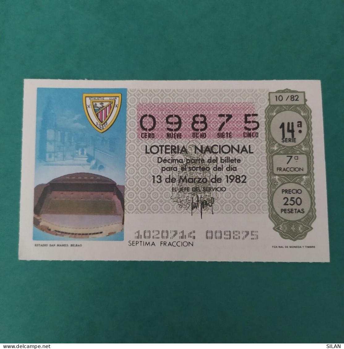 DÉCIMO DE LOTERÍA 1982 SAN MAMES BILBAO LOTERIE 1982 SAN MAMES BILBAO Spain World Cup Lottery 1982 - Sonstige & Ohne Zuordnung