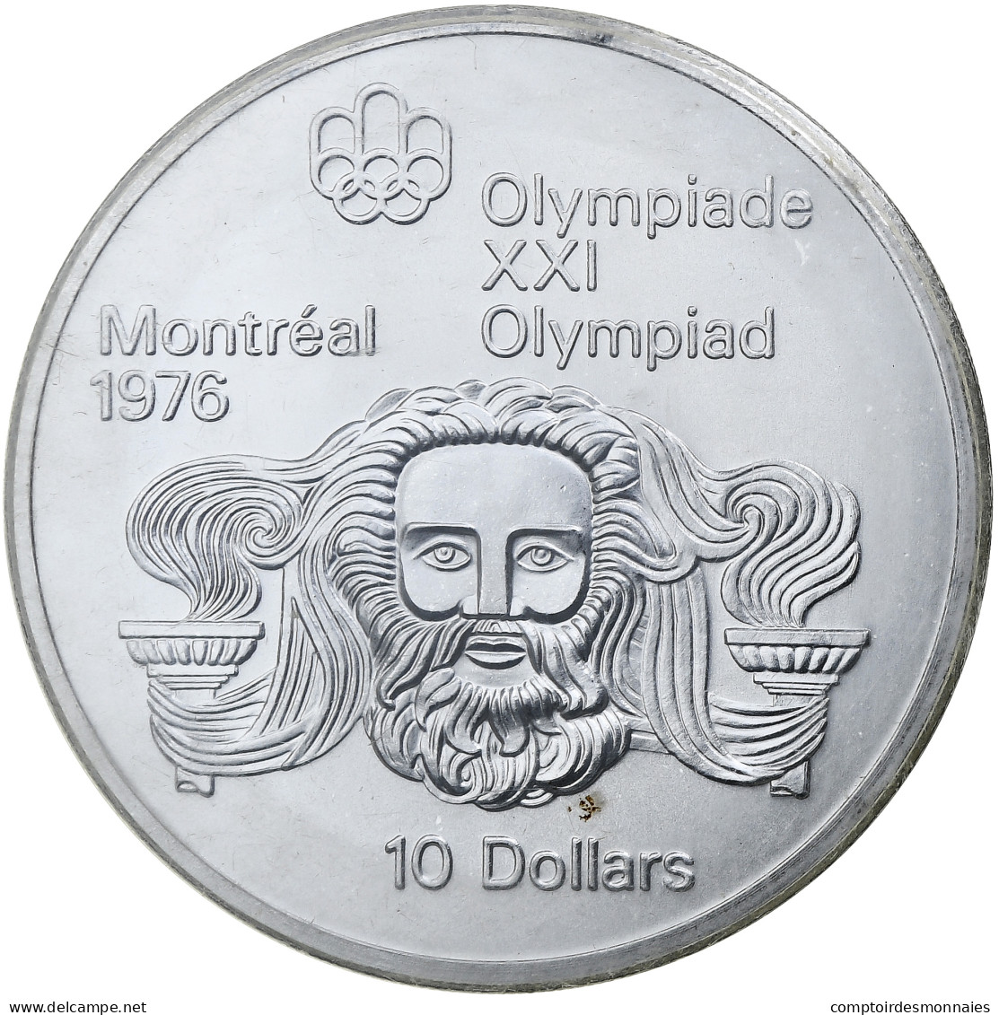 Canada, Elizabeth II, 10 Dollars, 1976 Olympics - Head Of Zeus, 1974, Ottawa - Canada