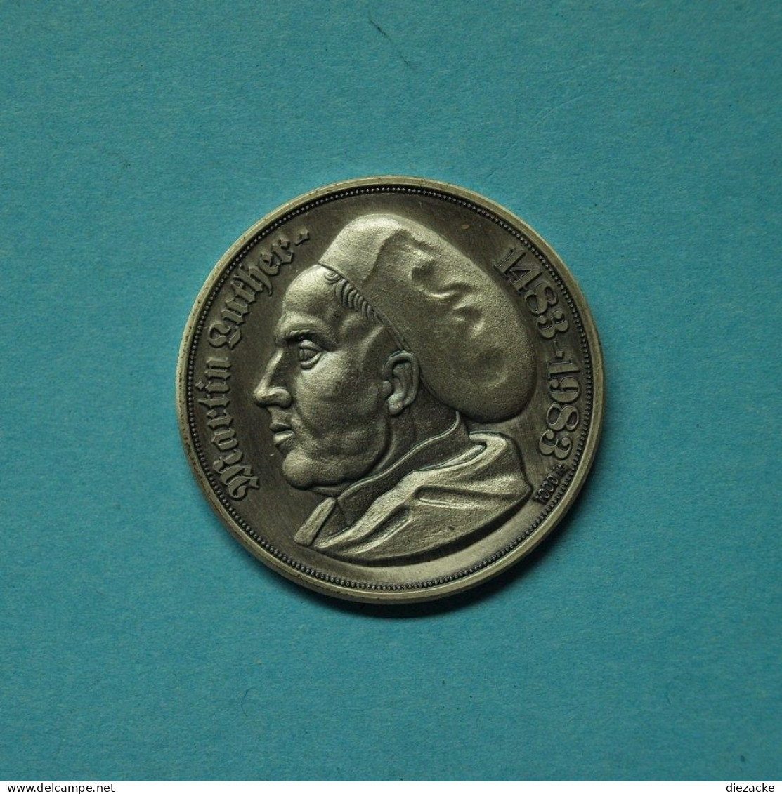 Medaille Martin Luther, Feinsilber Handpatiniert, Zertifikat (M5386 - Zonder Classificatie