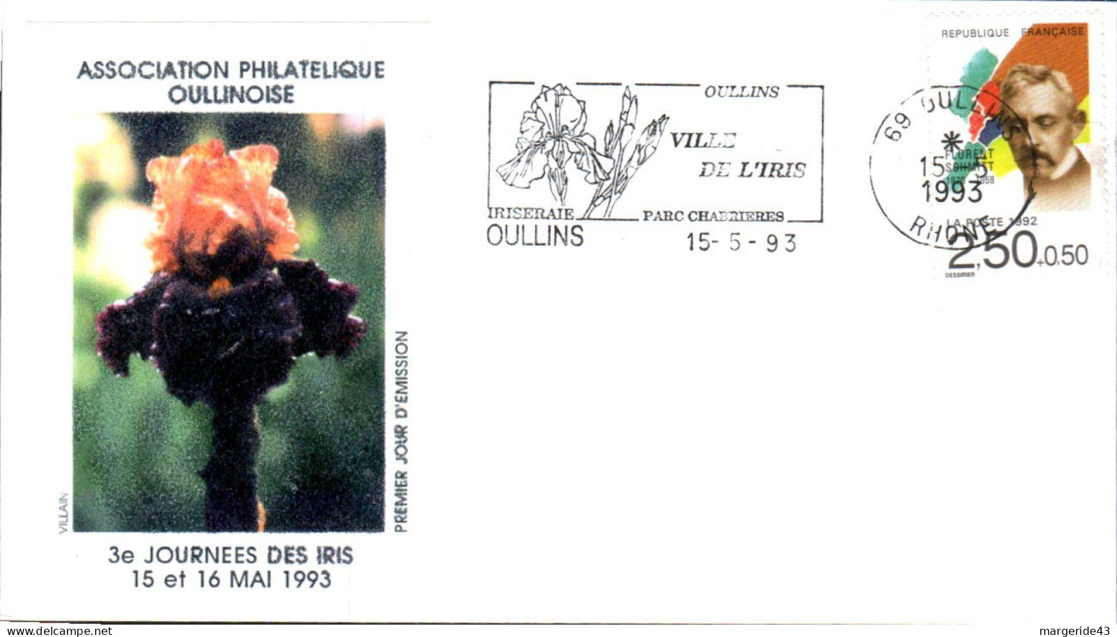 1 ER JOUR FLAMME OULLINS VILLE DE L'IRIS 1993 - Other & Unclassified