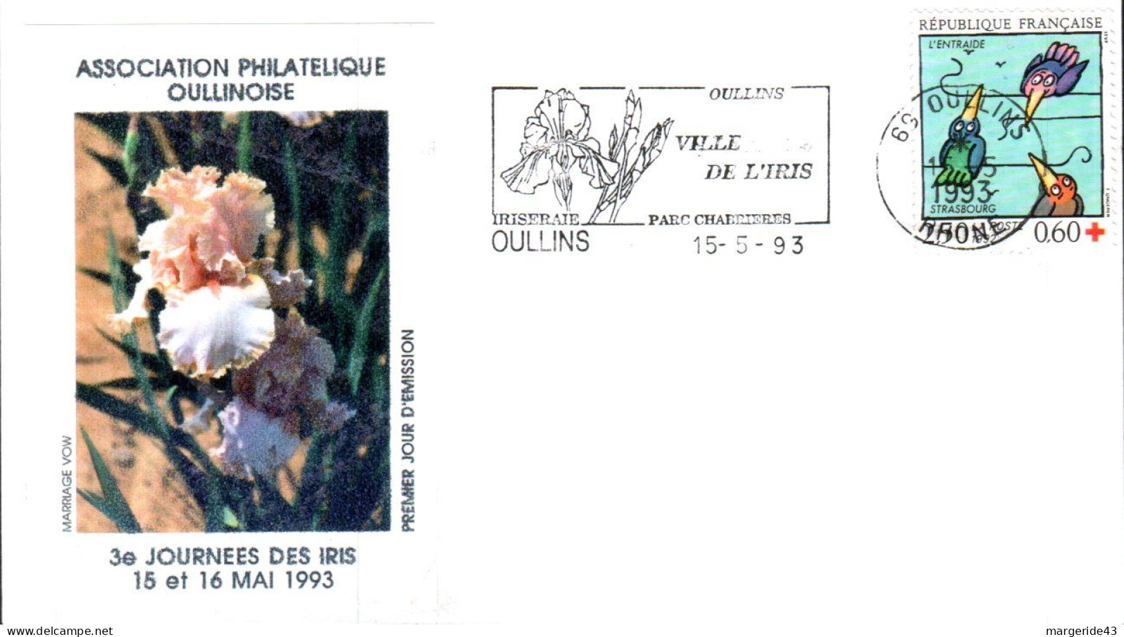 1 ER JOUR FLAMME OULLINS VILLE DE L'IRIS 1993 - Otros & Sin Clasificación