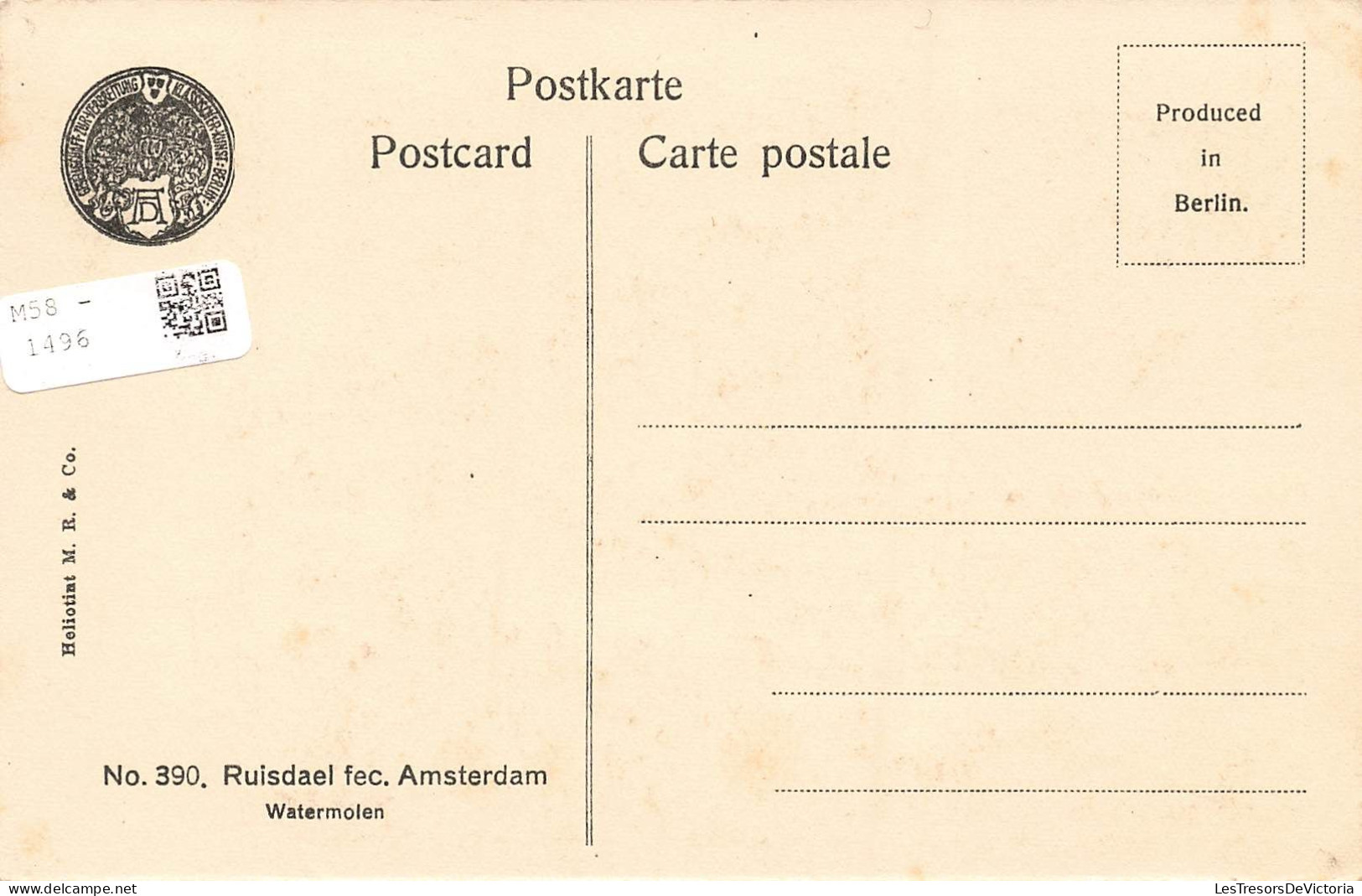 PAYS-BAS - Ruisdael Fec Amsterdam - Watermolen - Ruysadael - Moulin - Carte Postale Ancienne - Amsterdam