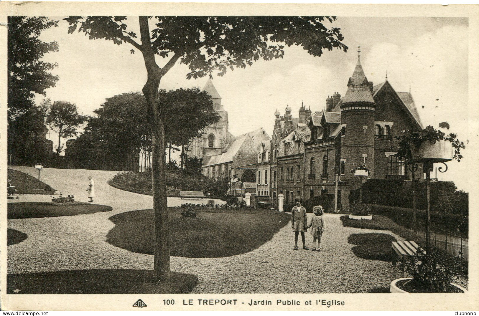 CPA -  LE TREPORT - JARDIN PUBLIC ET L'EGLISE - Le Treport