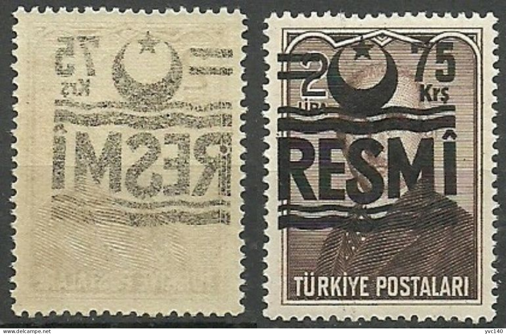 Turkey; 1955 Official Stamp 75 K. "Abklatsch Overprint ERROR" - Dienstmarken