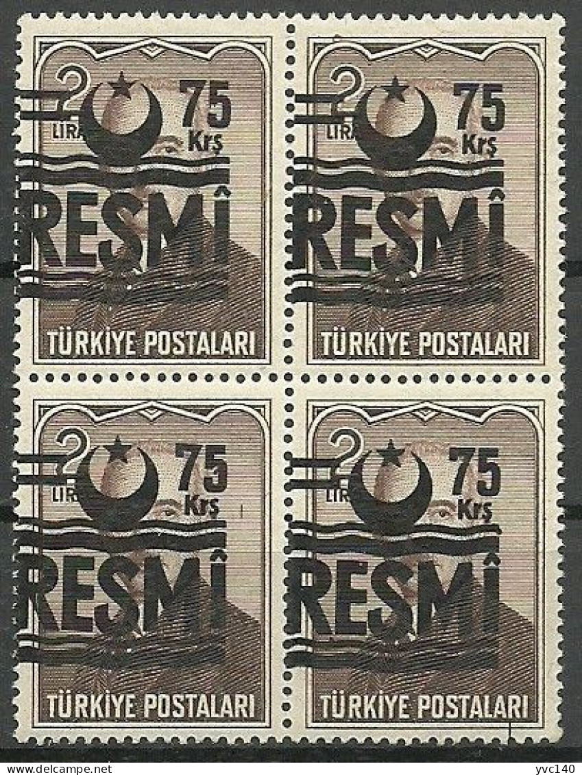 Turkey; 1955 Official Stamp 75 K. "Shifted Overprint ERROR" - Timbres De Service