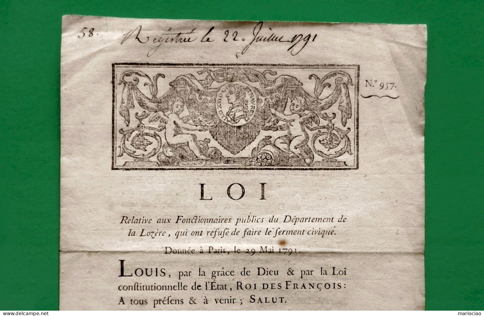D-FR Révolution 1791 Fonctionnaires Publics De La LOZERE Qui Ont Refusé De Faire Le Serment Civique - Documents Historiques