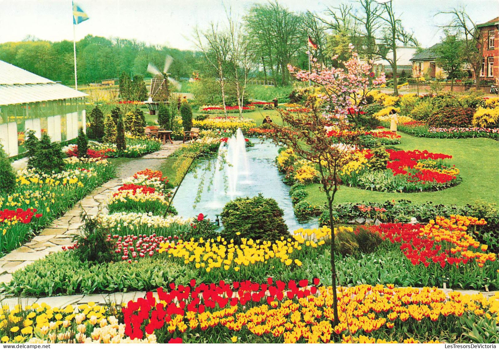 PAYS-BAS - Tulipshow - Frans Roozen - Vogelenzang - Holland - Fleurs - Fontaine - Drapeau - Carte Postale - Bloemendaal