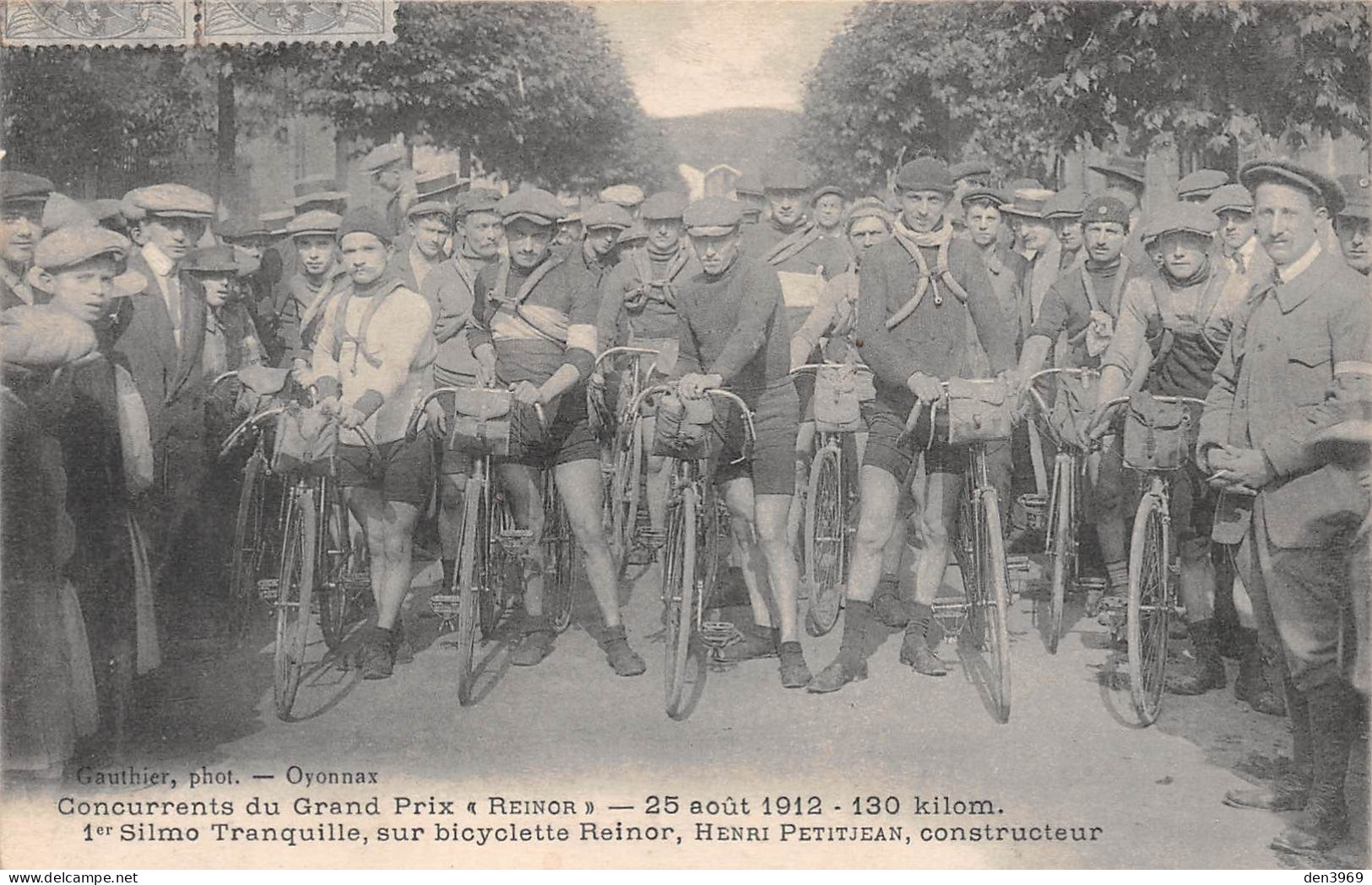 OYONNAX (Ain) - Cyclisme - Grand Prix Bicyclettes Reinor, 25 Août 1912 - 1er Silmo Tranquille - Voyagé (2 Scans) Cressia - Oyonnax