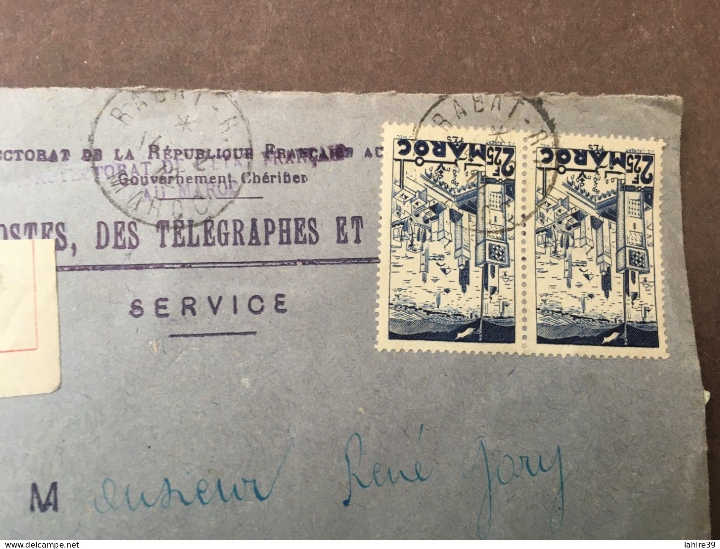 Enveloppe Timbrée / Recommandée / Rabat / Protectorat Du Maroc / Douanes / Taxes - 1900 – 1949