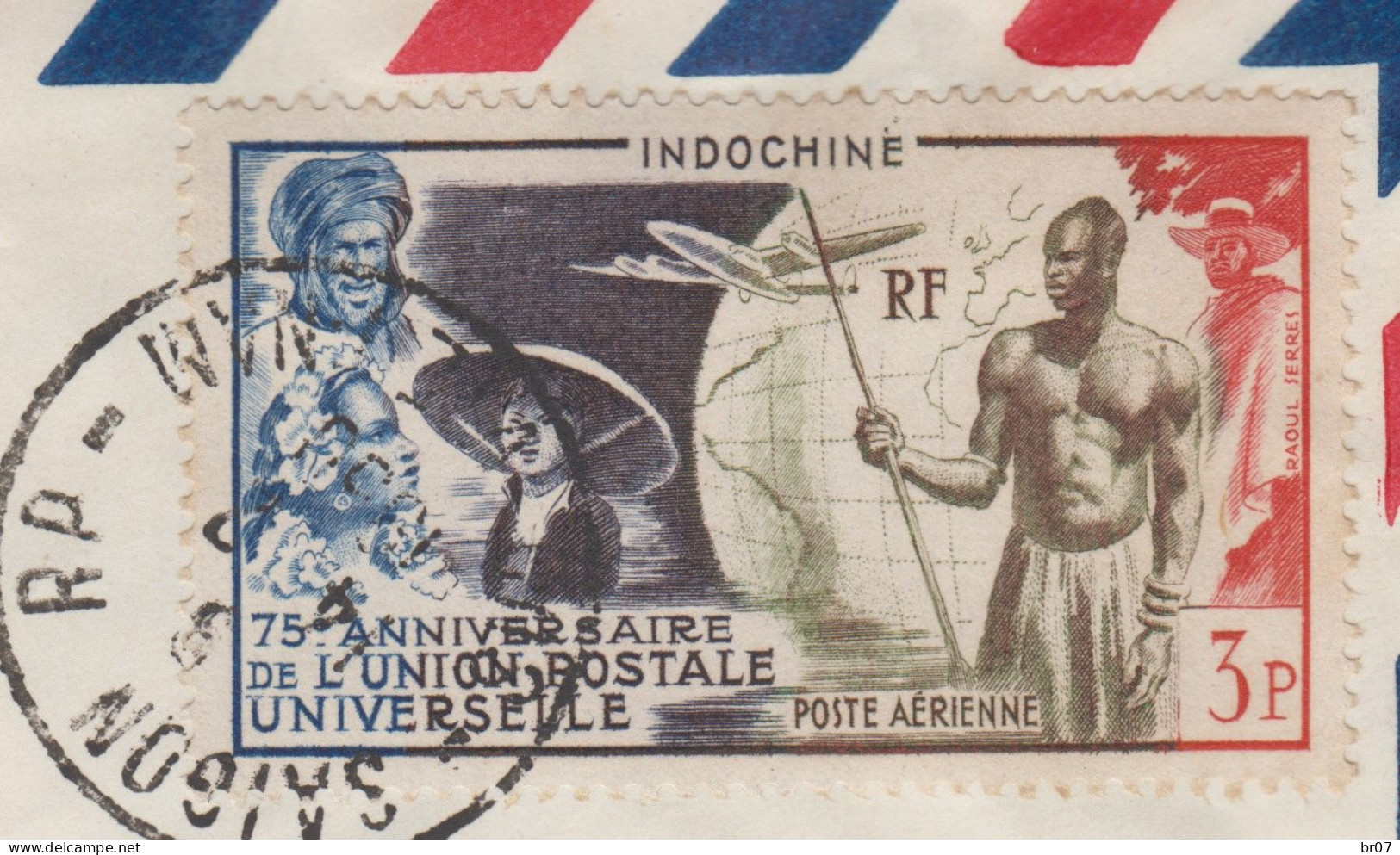 SUD VIETNAM ENV LAC 1950 SAIGON R.P. SUR TIMBRE INDOCHINE LETTRE AVION => CONSTANTINE ALGERIE - Guerre D'Indochine / Viêt-Nam