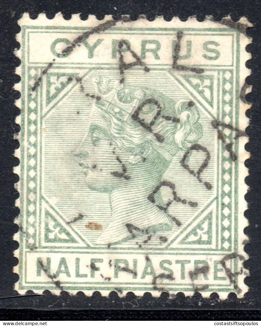 3022,CYPRUS QUEEN VICTORIA 1/2 P. KARPASIA/KARPASHA RURAL POSTMARK. - Cyprus (...-1960)