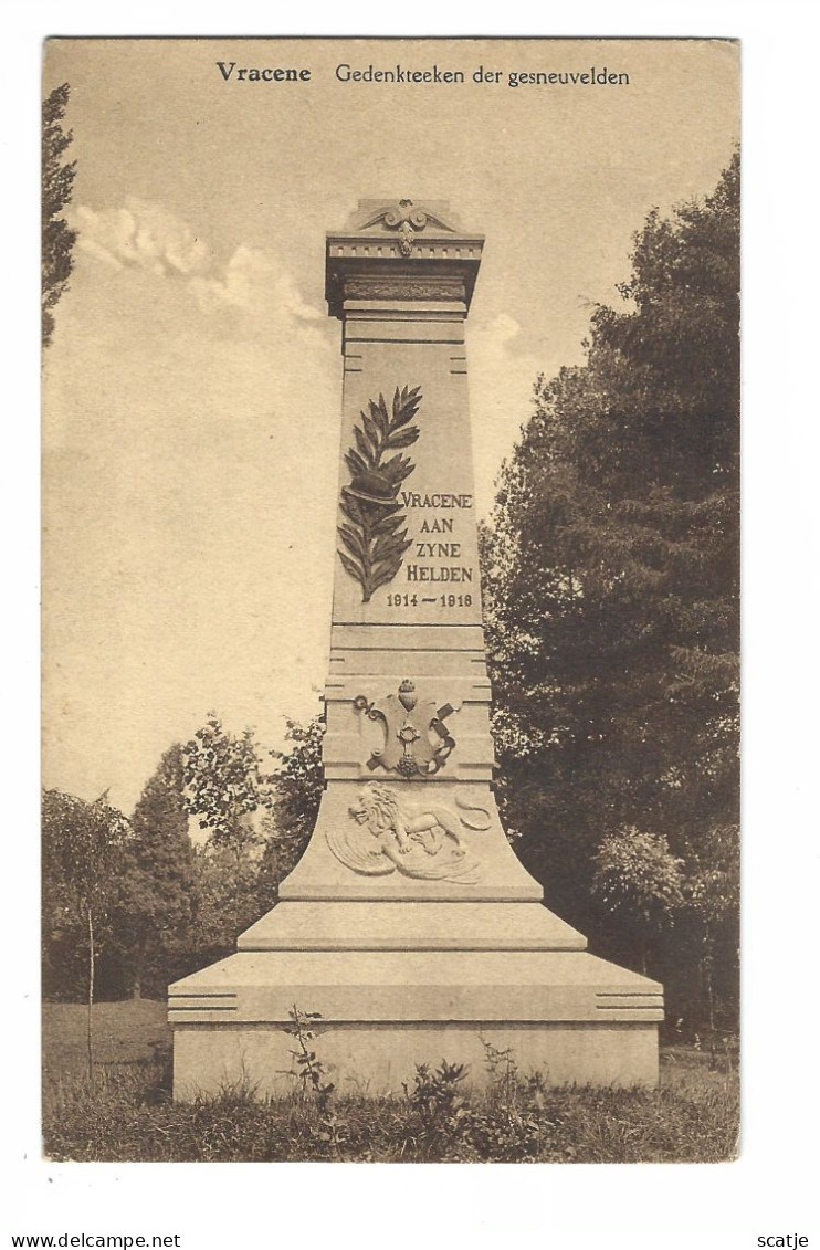 Vracene.   -   Gedenkteeken Der Gesneuvelden.   -   1914 - 1918 - War Memorials