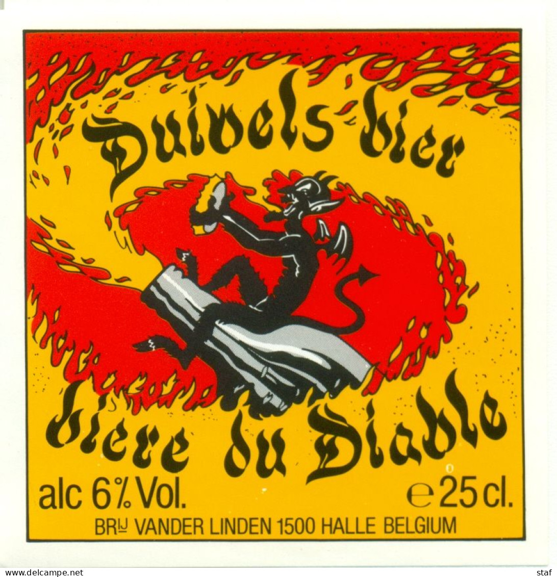 Oud Etiket Bier Duivels Bier - Bière Du Diable- Brouwerij / Brasserie Van Der Linden Te Halle - Bier