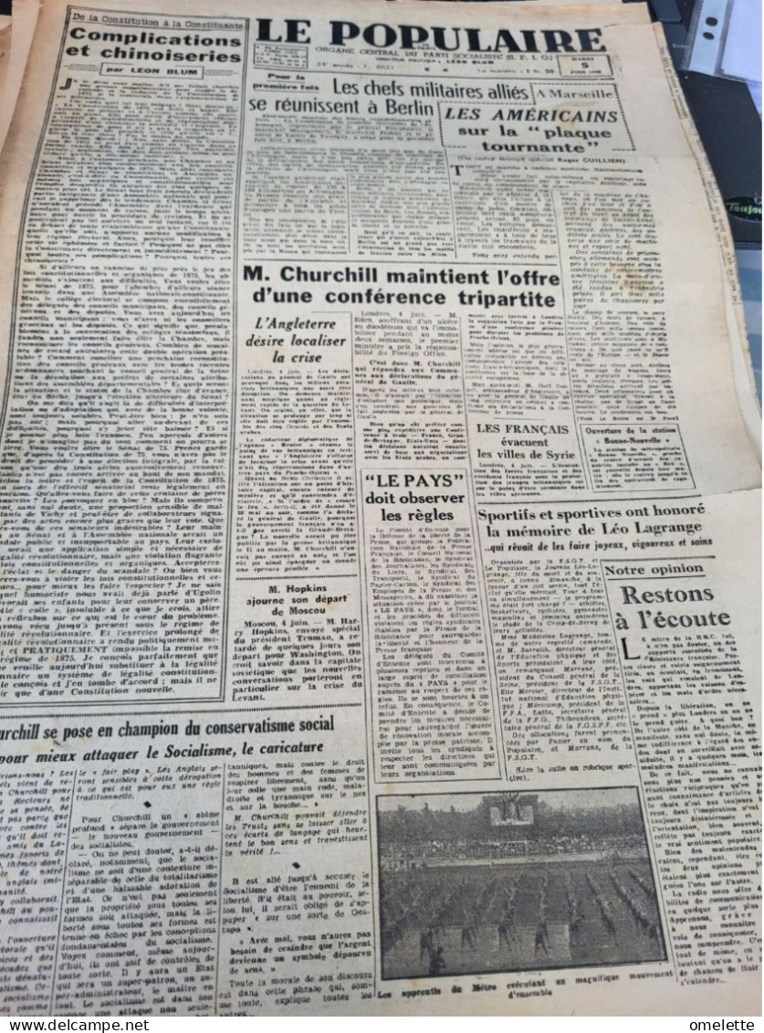 POPULAIRE 45/CHINOISERIES BLUM /BERLIN AMERICAINS A MARSEILLE /MEMOIRE LEO LAGRANGE - Autres & Non Classés