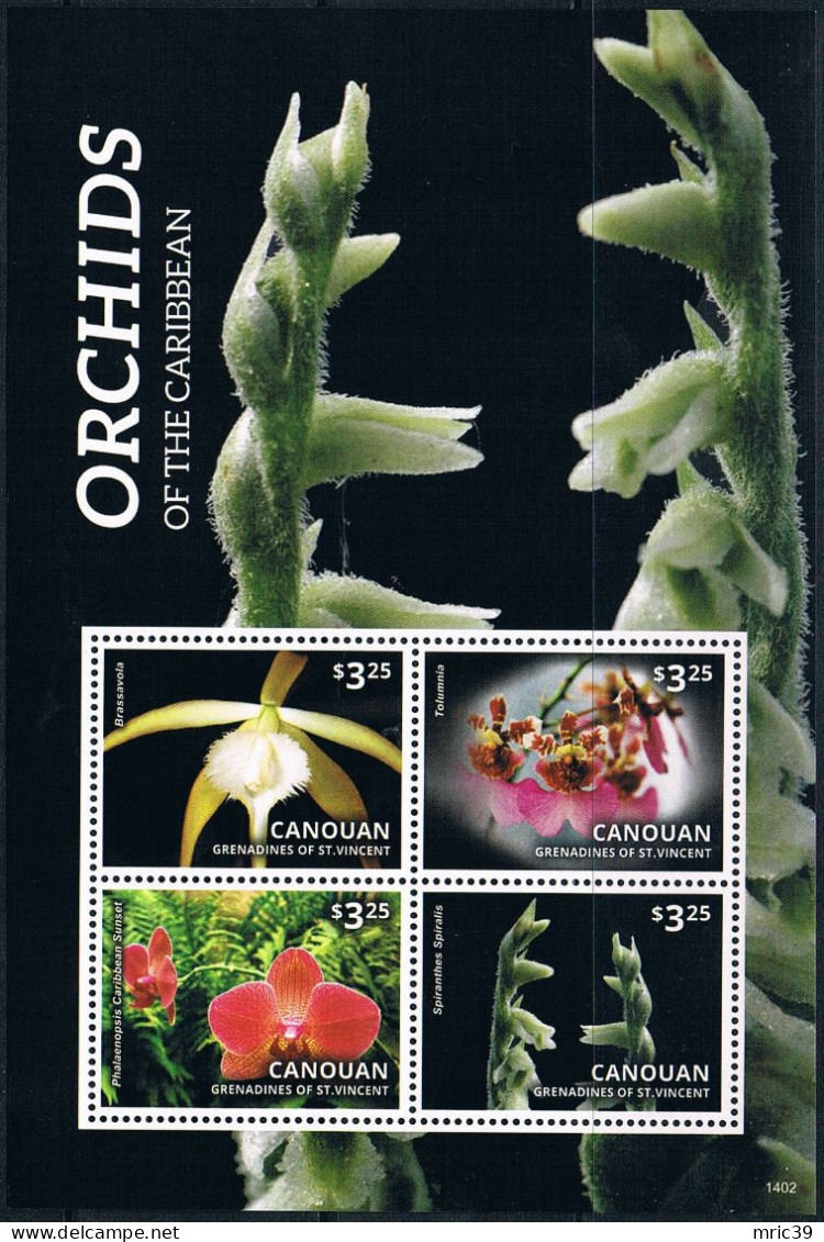 Bloc Sheet  Fleurs Orchidées Flowers Orchids  Neuf  MNH **   Canouan 2014 - Orchidées