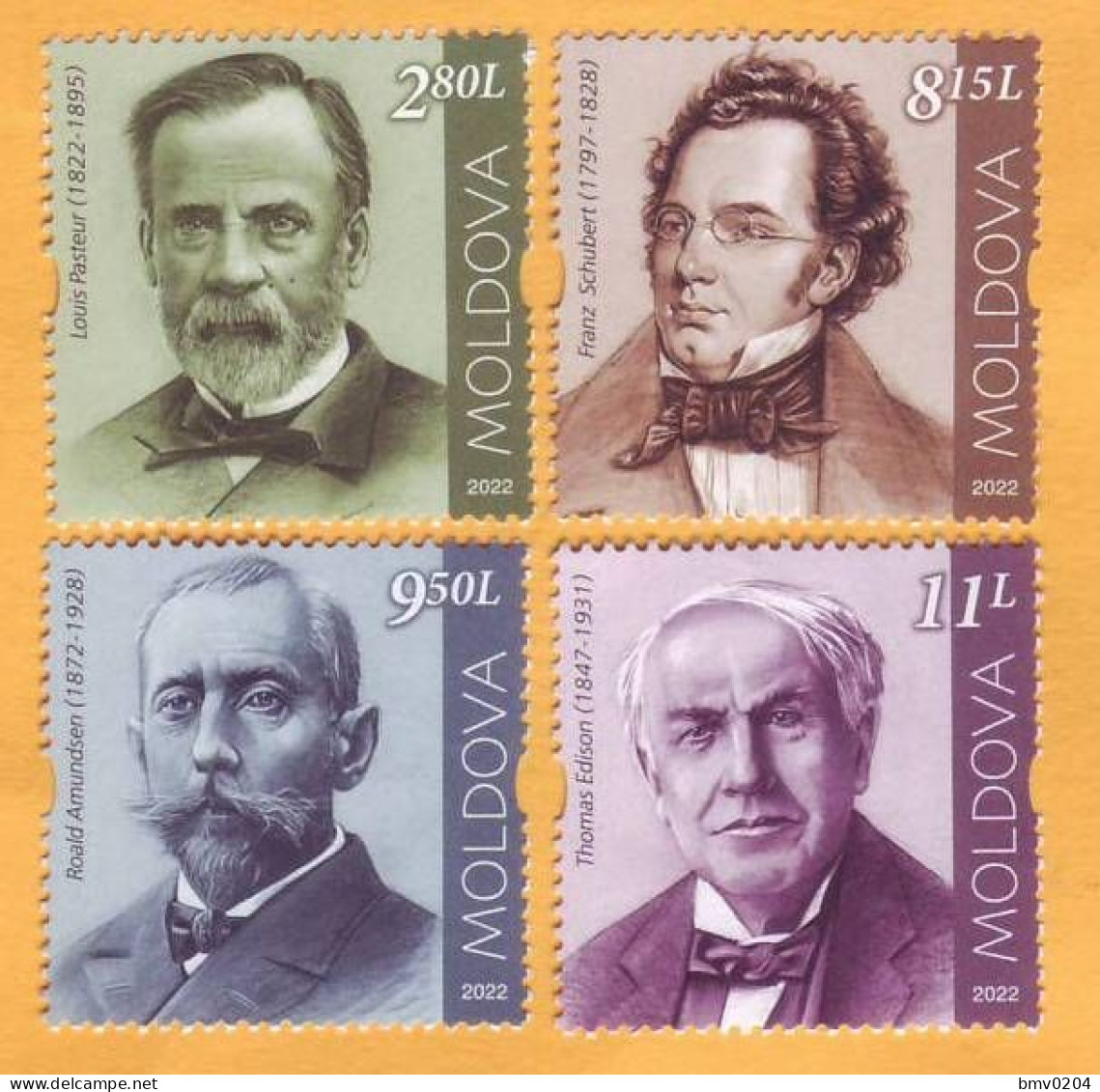 2022  Moldova Personalities Who Changed The World History Schubert Amudsen Paster Edison1 Set (4 V) Mint - Moldavie
