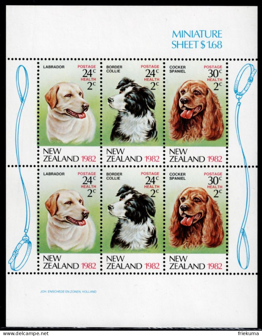 New Zealand 1982, Hunde/Chiens/Dogs: Labrador, Border Collie, Cocker Spaniel, MiNr. 849C-851C - Perros