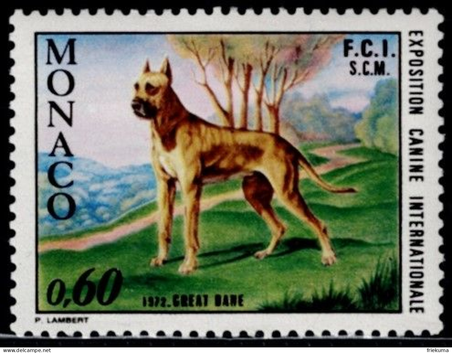 Monaco 1972, Exposition Canine Internationale/International Dog Show, Monte Carlo: Dogue Danois/Great Dane, MiNr. 1035 - Hunde