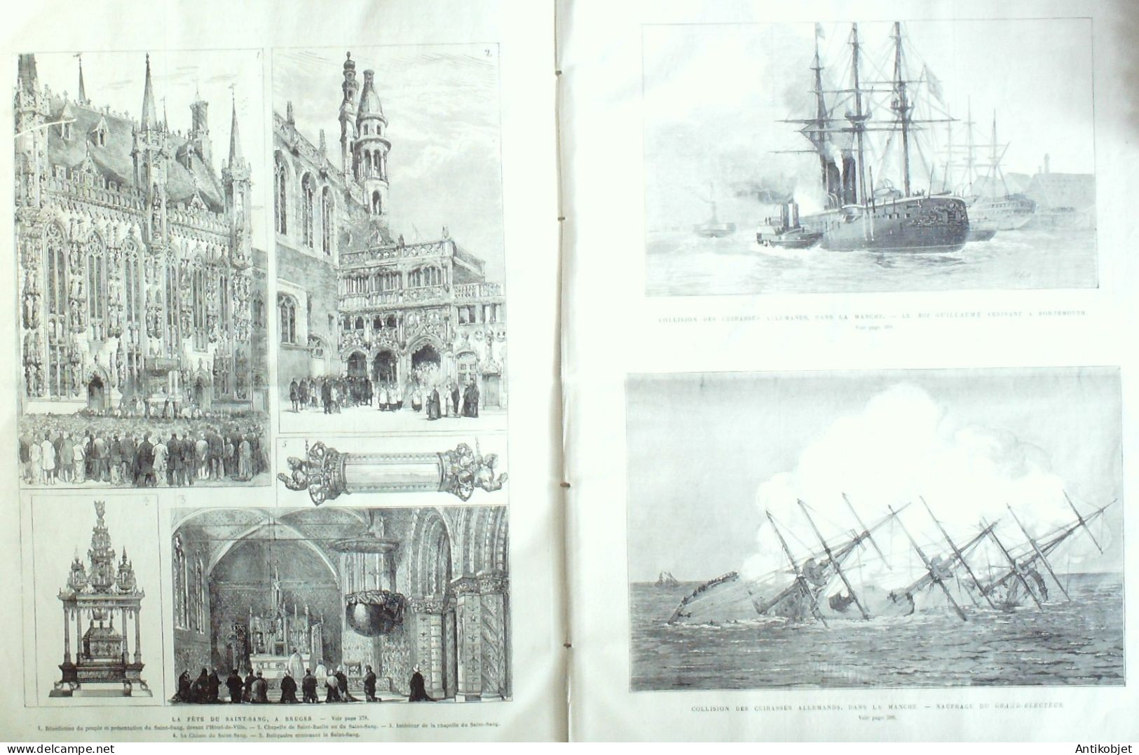L'Univers Illustré 1878 N°1212 Portsmouth Collision Pavillons Autriche Et Hongrie Bruges Fête De Saint-Sang - 1850 - 1899