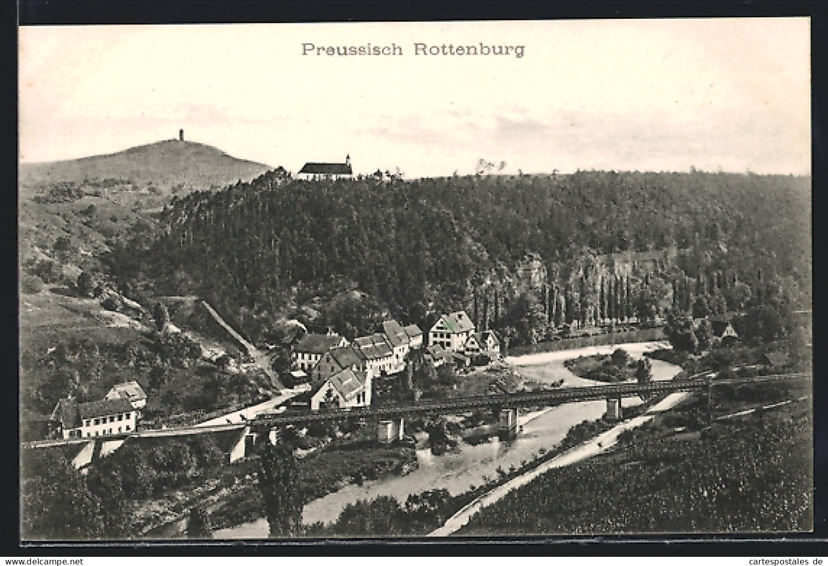 AK Preussisch Rottenburg, Ortsansicht Mit Brücke Aus Der Vogelschau  - Rottenburg