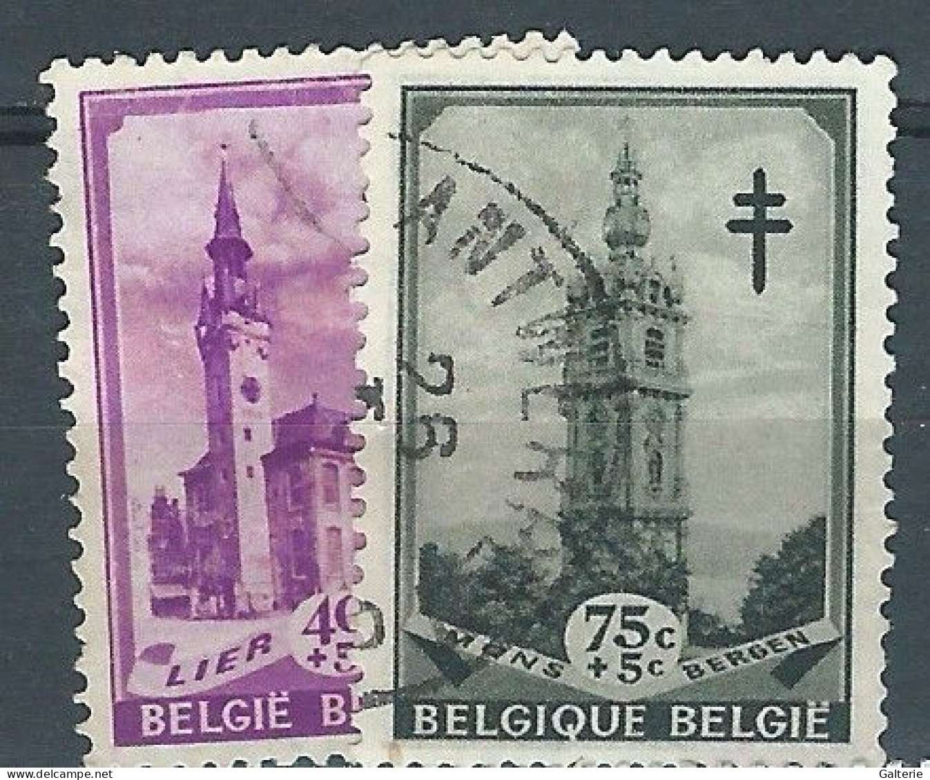 BELGIQUE -obl-1939 - COB N° 521-522- Beffrois - Usados