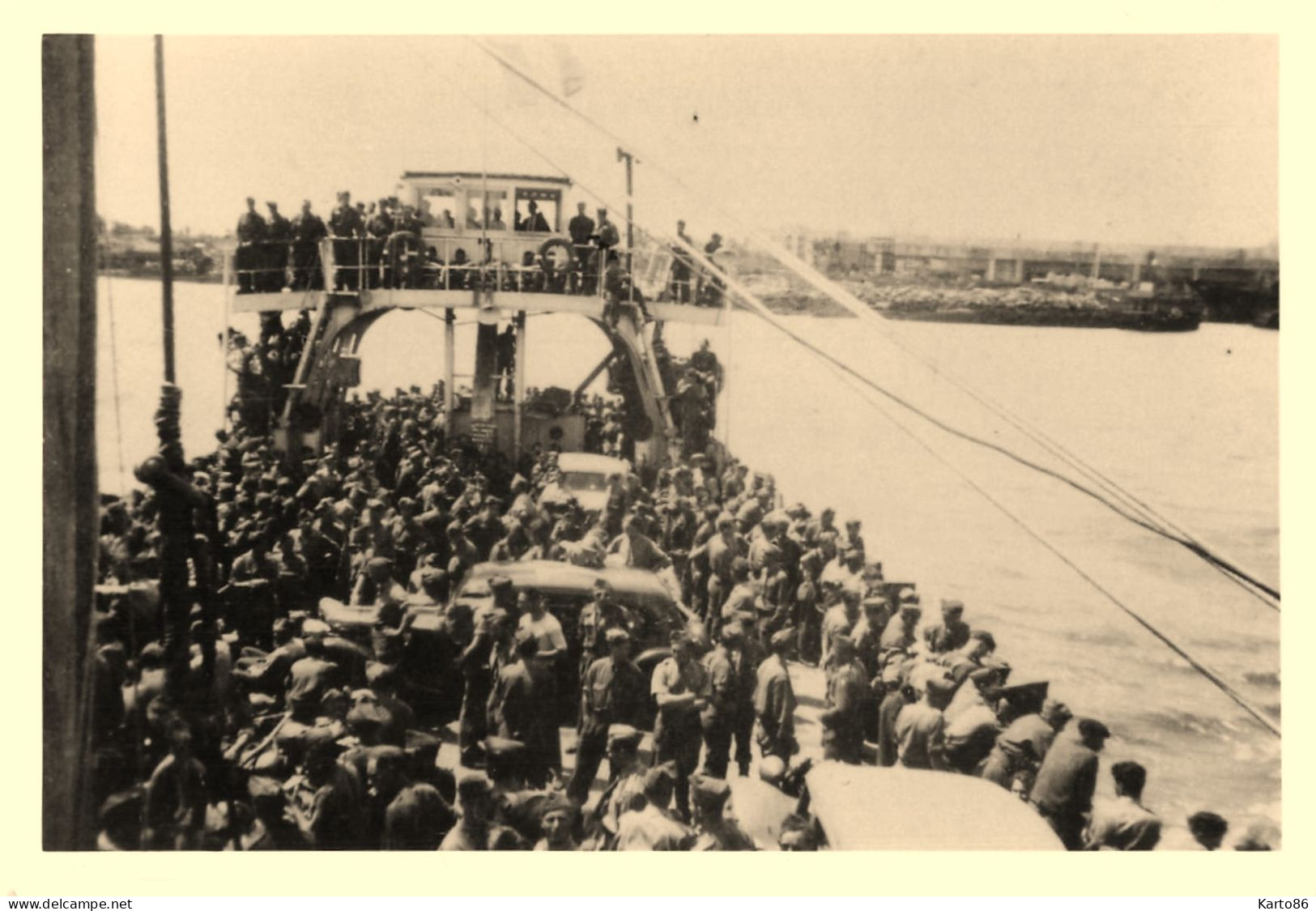 Mindin , St Brévin Les Pins * Bac , Soldats 21ème RI , Traversée Pour Accueil DE GAULLE St Nazaire 23 Juillet 1945 - Saint-Brevin-les-Pins