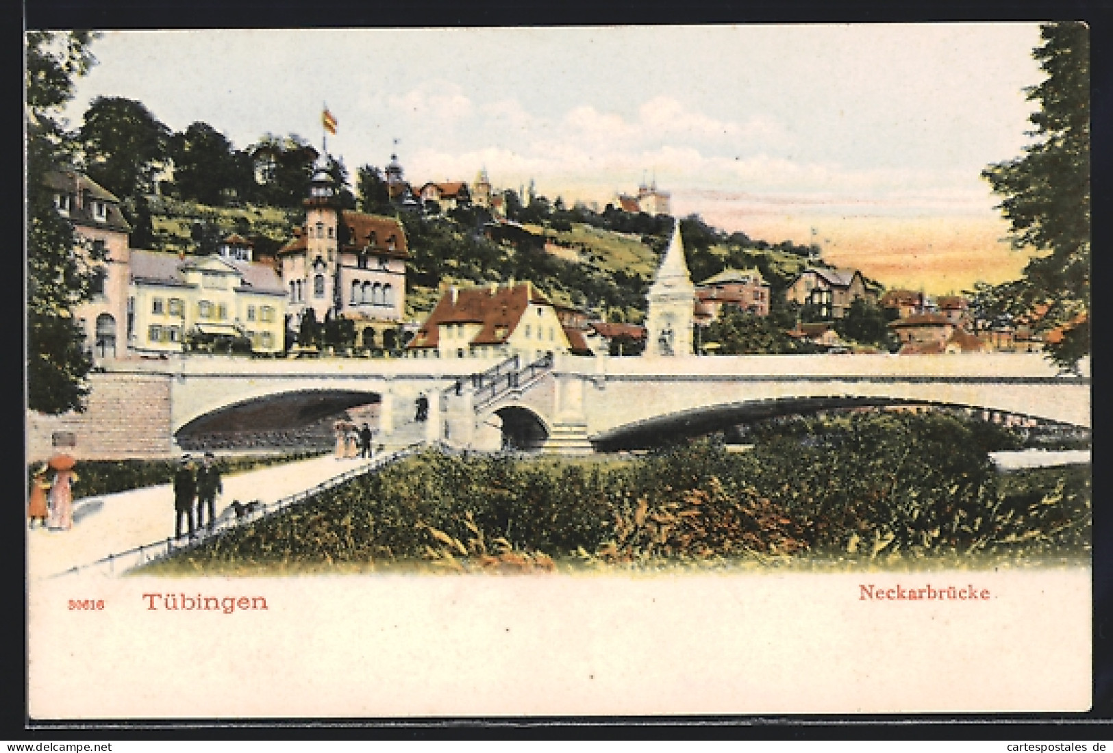 AK Tübingen, Neckarbrücke Mit Spaziergängern  - Tübingen