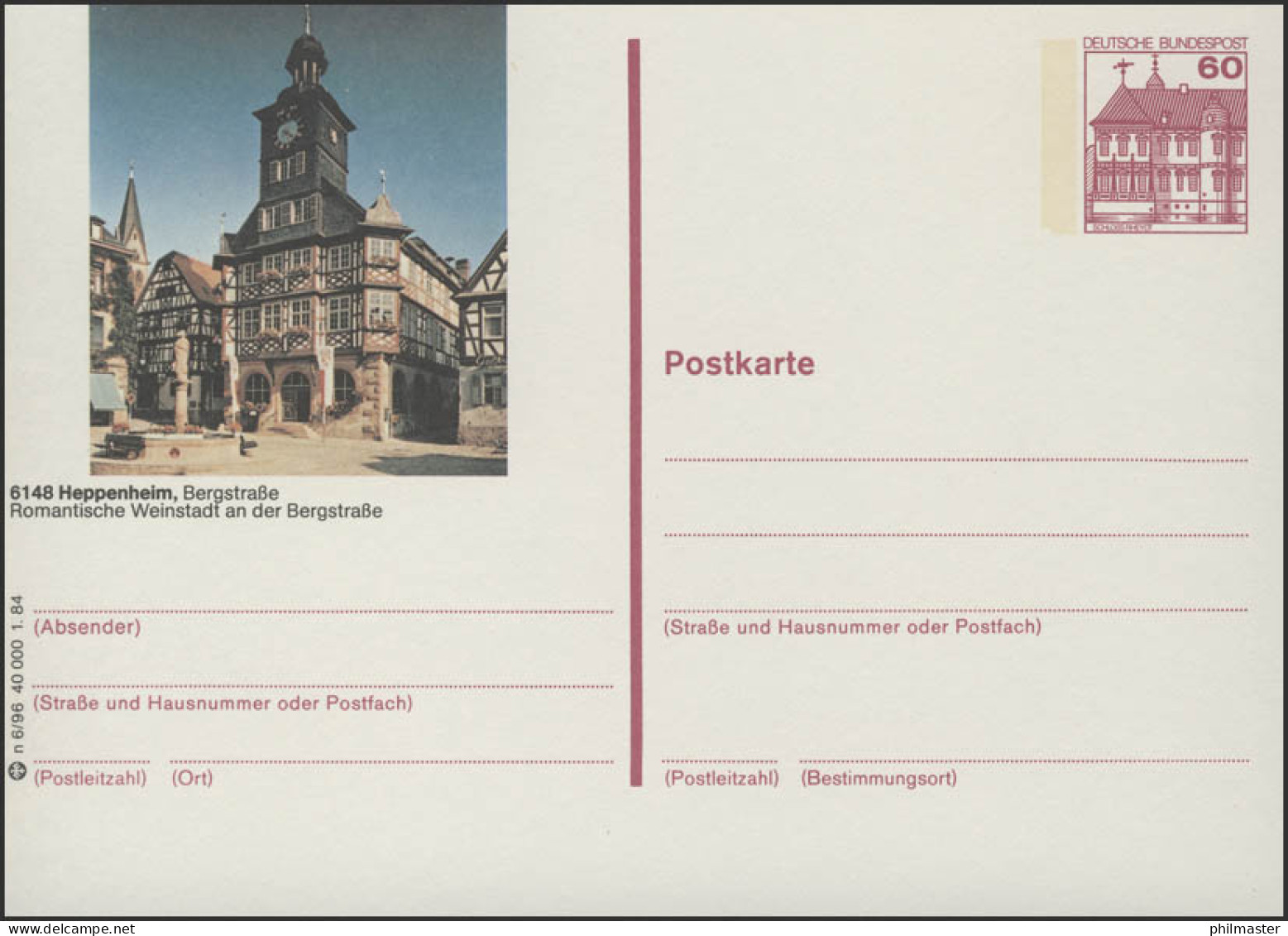 P138-n6/096 6148 Heppenheim/Bergstraße - Rathaus ** - Geïllustreerde Postkaarten - Ongebruikt