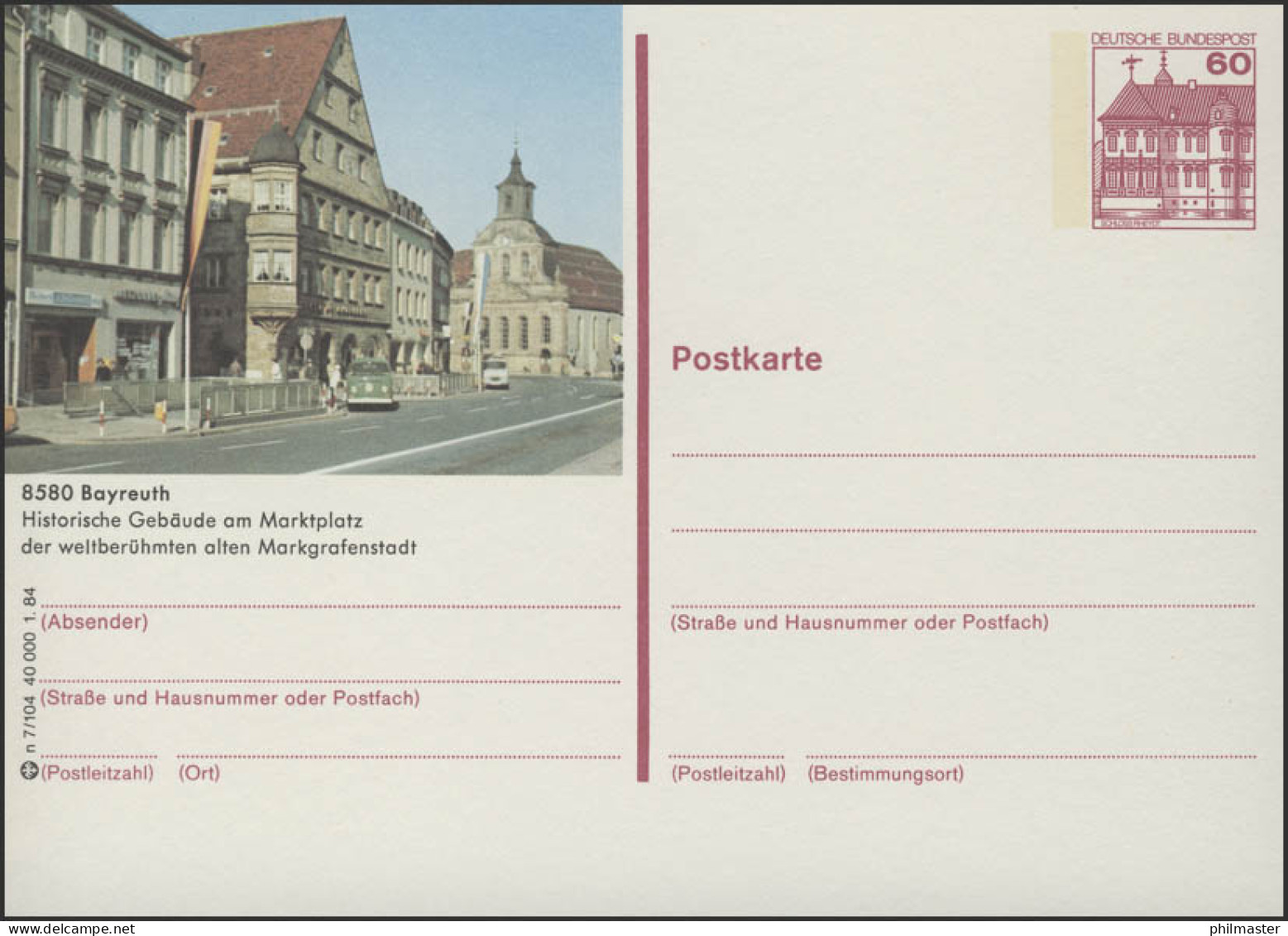 P138-n7/104 8580 Bayreuth - Marktplatz ** - Cartoline Illustrate - Nuovi