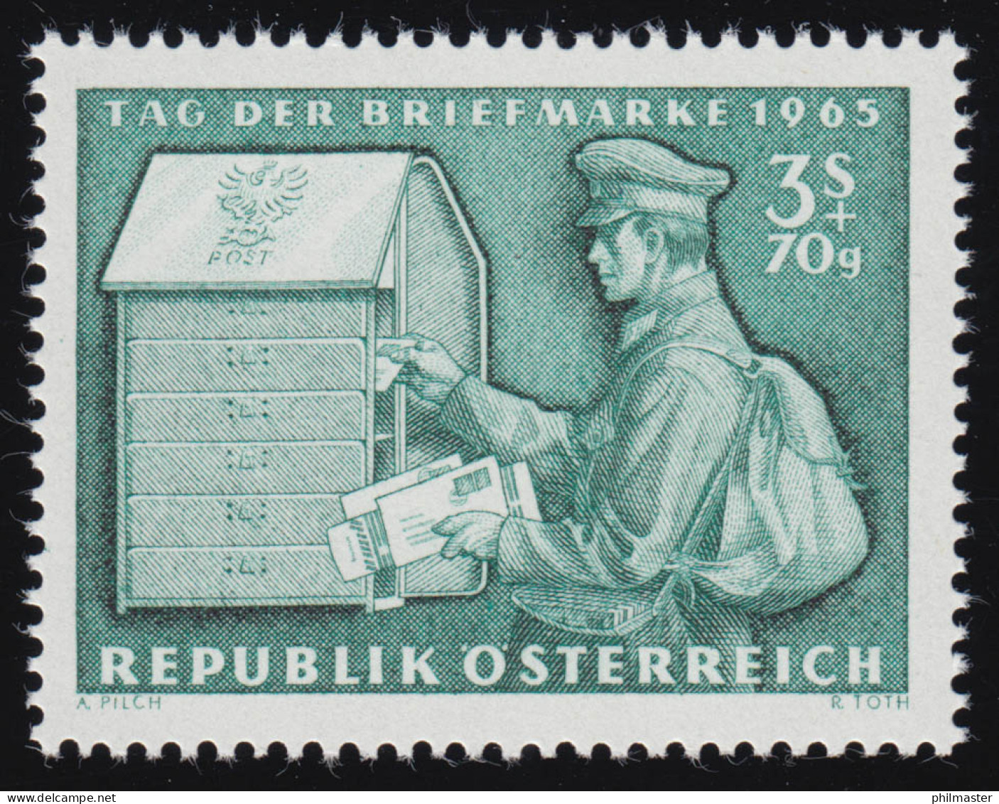 1200 Tag Der Briefmarke, Briefträger Legt Post In Briefkasten 3 S + 70 G ** - Unused Stamps