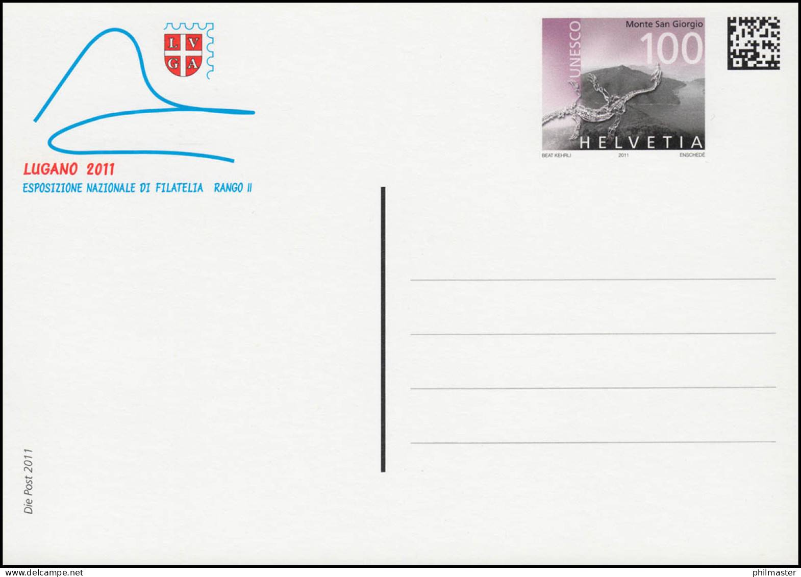 Schweiz Postkarte P 342 Briefmarkenausstellung LUGANO 2011, ** Postfrisch - Ganzsachen