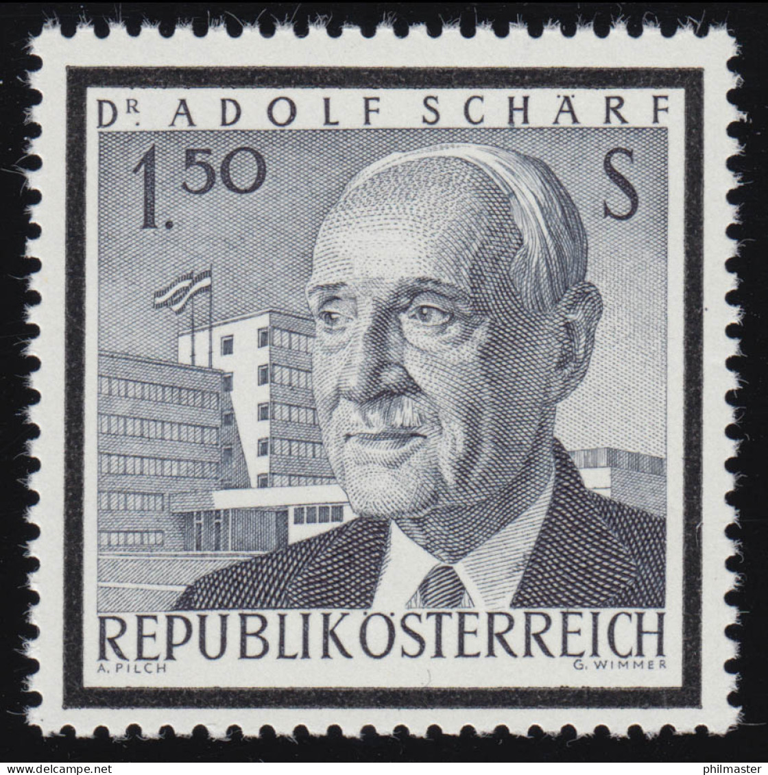 1177 Tod Von, Adolf Schärf Bundespräsident + Schärf-Studentenwohnheim, 1.50 S ** - Unused Stamps